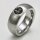 Ring aus mattiertem und poliertem Edelstahl mit hochwertig geschliffenem grauen Glasstein - 8 mm - Fingerring - Größe 58