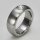 Ring aus mattiertem und poliertem Edelstahl mit hochwertig geschliffenem weißen Glasstein - 8 mm - Fingerring - Größe 64