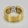 Eleganter Ring aus vergoldetem Edelstahl mit weißem hochwertig geschliffenem Glasstein - Spannringdesign - Größe 58
