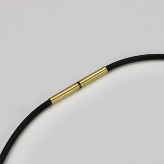 Kautschukband  mit Bajonettverschluss aus vergoldetem Edelstahl - 2 mm - Halsband - Länge 42cm