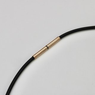 Kautschukband  mit Bajonettverschluss aus rosvergoldetem Edelstahl - 2 mm - Halsband - Lnge 42cm