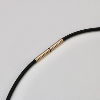 Kautschukband  mit Bajonettverschluss aus rosévergoldetem Edelstahl - 2 mm - Halsband - Länge 45cm