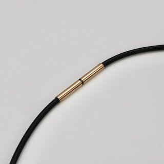 Kautschukband  mit Bajonettverschluss aus rosvergoldetem Edelstahl - 2 mm - Halsband - Lnge 45cm