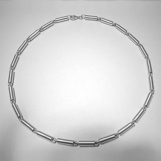 Edles Collier mit feinen Röhrchen aus mattiertem 925er Silber - 44 cm - Halskette - Sterlingsilber