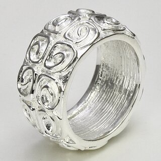 Ring  mit Spiralen aus 925er Silber - 10 mm - Fingerring - Sterlingsilber - Größe 52