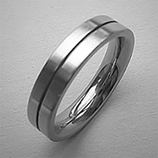 Bandring aus fein mattiertem Edelstahl mit Ausfrsung - 5 mm - Fingerring - Gre 66