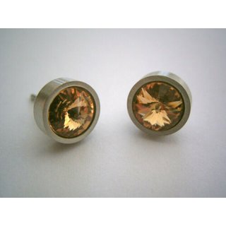 Ohrstecker aus Edelstahl mit hochwertig geschliffenem Glaskristall - Ohrringe - Farbe Hellbraun(LCT)