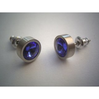 Ohrstecker aus Edelstahl mit hochwertig geschliffenem Glaskristall - Ohrringe - Farbe Saphirblau(SA)