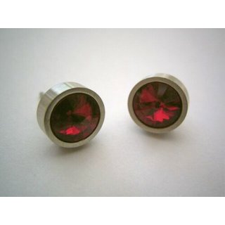 Ohrstecker aus Edelstahl mit hochwertig geschliffenem Glaskristall - Ohrringe - Farbe Rot(SIAM)