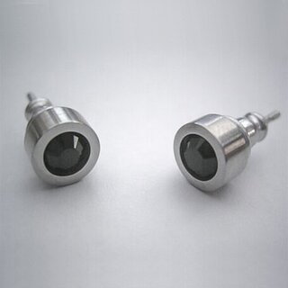Ohrstecker aus  fein mattiertem Edelstahl mit hochwertig geschliffenem Glasstein - Ohrringe - Ohrringe Schwarz(JET)