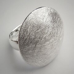 Zeitloser Ring "gewölbte Scheibe" aus gecrashtem 925er Silber - Fingerring - Sterlingsilber - Größe 50