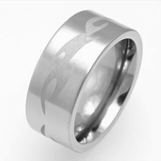 Ring aus Edelstahl mit sandgestrahltem Tribal - 9 mm - Fingerring - Größe 48