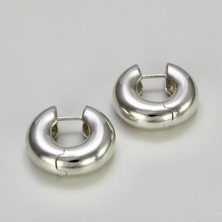 Edle Creolen aus glänzend poliertem 925er Silber - Klappcreolen - Ohrringe