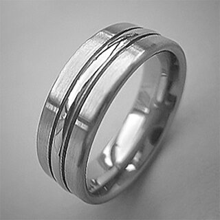 Bandring aus Edelstahl mit edel mattierter Oberflche und poliertem Steg - 7 mm - Gre 49