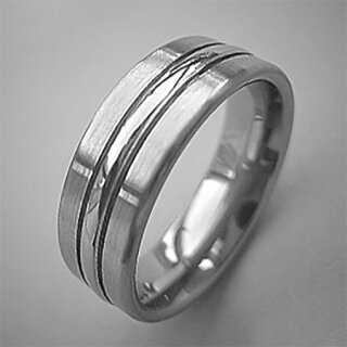 Bandring aus Edelstahl mit edel mattierter Oberfläche und poliertem Steg - 7 mm - Größe 51