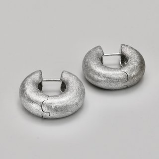 Große Klappcreolen aus 925er Silber - eismatt gecrasht - Ohrringe - Sterlingsilber