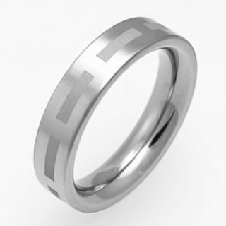 Ring aus fein mattiertem Edelstahl mit Lasergravur -   5mm  - Fingerring - Größe 48