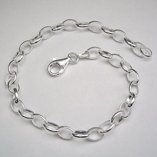 Armband aus poliertem 925er Silber mit Karabinerverschluss - 20,5cm - Unisex Armkette - Sterlingsiber