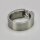 Eleganter Ring aus Edelstahl mit weißem hochwertig geschliffenem Glasstein - Spannringdesign - Fingerring - Größe 60