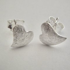 Ohrstecker Herz aus Silber - 925er -Ohrringe - gecrasht...