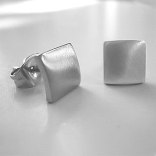 Quadratische Ohrstecker aus fein mattiertem Edelstahl 7 mm x 7mm - Ohrringe