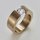 Eleganter Ring aus rosévergoldetem Edelstahl mit weißem hochwertig geschliffenem Glasstein - Spannringdesign - Fingerring - Größe 64