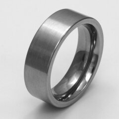 Schlichter Partnerring aus fein mattiertem Edelstahl - 7mm - Bandring - Verlobungsring - Größe 60