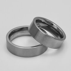 Schlichter Partnerring aus fein mattiertem Edelstahl - 7mm - Bandring - Verlobungsring - Größe 60