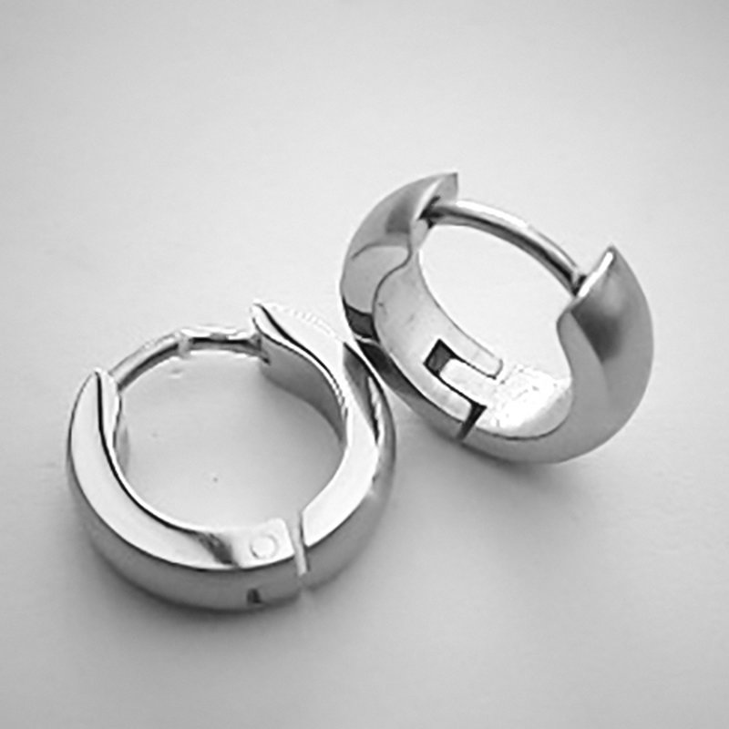 Titanium Titan Ohrhänger Ohrringe Klapp Creolen Kreolen Silber dünne Damen 45 mm