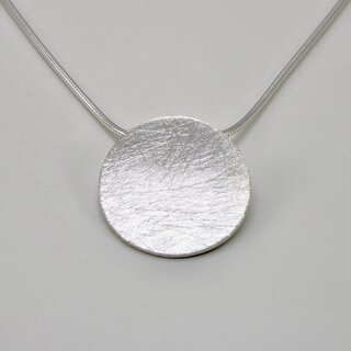 Schicker gewlbter runder Anhnger aus eismattiertem 925er Silber - Kettenanhnger - 21 mm - Sterlingsilber