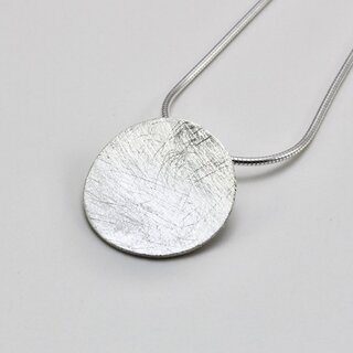 Schicker gewlbter runder Anhnger aus eismattiertem 925er Silber - Kettenanhnger - 21 mm - Sterlingsilber