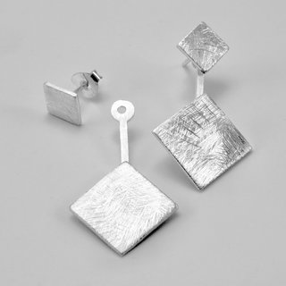 Raffinierte veränderbare Ohrstecker Quadrat aus 925er Silber - Ohrringe - Sterlingsilber