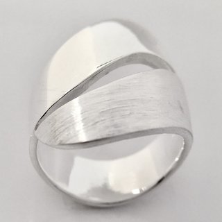 Offener Ring aus mattiertem und polierten 925er Silber - Fingerring - Sterlingsilber - Größe 52