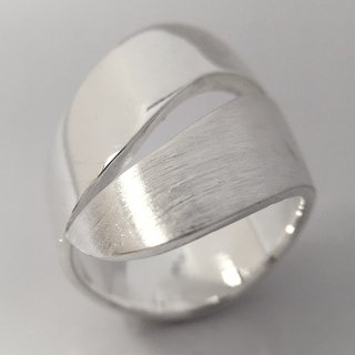 Offener Ring aus mattiertem und polierten 925er Silber - Fingerring - Sterlingsilber - Größe 56