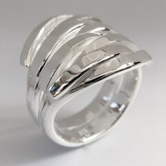 Geschmiedeter Ring aus 925er Silber - polierter Fingerring - Sterlingsilber - Größe 56