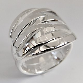 Geschmiedeter Ring aus 925er Silber - polierter Fingerring - Sterlingsilber - Gre 60