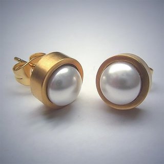 Ohrstecker aus vergoldetem Edelstahl mit künstlicher Perle - Ohrringe