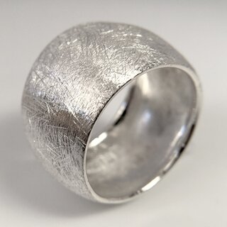 Breiter, leicht gewlbter Ring aus eismattiertem 925er Silber - Fingerring - Sterlingsilber - Gre 56