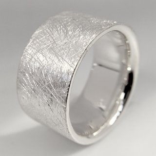 Breiter unisex Ring aus massivem eismattierten 925er Sterlingsilber XXL - Größe 56