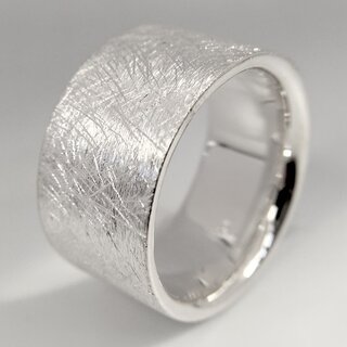 Breiter unisex Ring aus massivem eismattierten 925er Sterlingsilber XXL - Größe 58