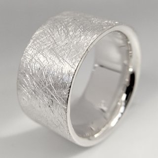 Breiter unisex Ring aus massivem eismattierten 925er Sterlingsilber XXL - Gre 66