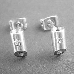 Elegante Ohrstecker aus mattiertem Edelstahl mit Zirkonia...