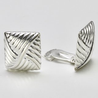 Ohrclips eckiger Knoten aus 925er Silber  - Ohrringe - Sterlingsilber