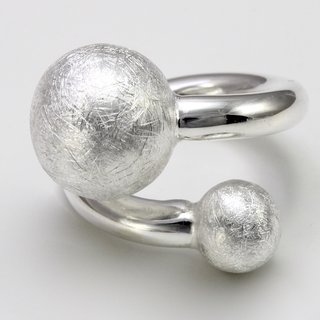 Extravaganter Silberring gecrashte Silberkugeln aus 925 Sterlingsilber - Gre 54