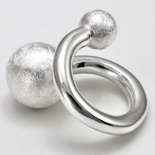 Extravaganter Silberring gecrashte Silberkugeln aus 925 Sterlingsilber - Gre 54