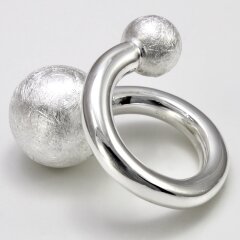 Extravaganter Silberring "gecrashte Silberkugeln" aus 925 Sterlingsilber - Größe 54