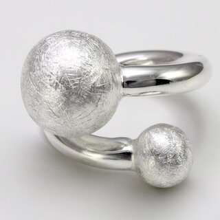 Extravaganter Silberring gecrashte Silberkugeln aus 925 Sterlingsilber - Gre 56