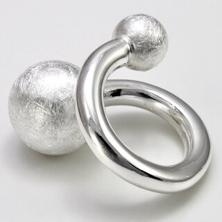Extravaganter Silberring gecrashte Silberkugeln aus 925 Sterlingsilber - Gre 56
