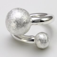 Extravaganter Silberring "gecrashte Silberkugeln" aus 925 Sterlingsilber - Größe 56
