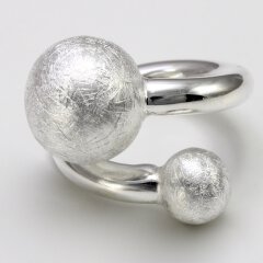 Extravaganter Silberring "gecrashte Silberkugeln" aus 925 Sterlingsilber - Größe 58